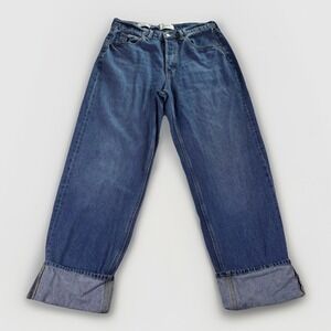 Vintage Universal Thread Baggy Jeans Womens 8 Blue Denim Mid Rise Cuffed Hem 90s